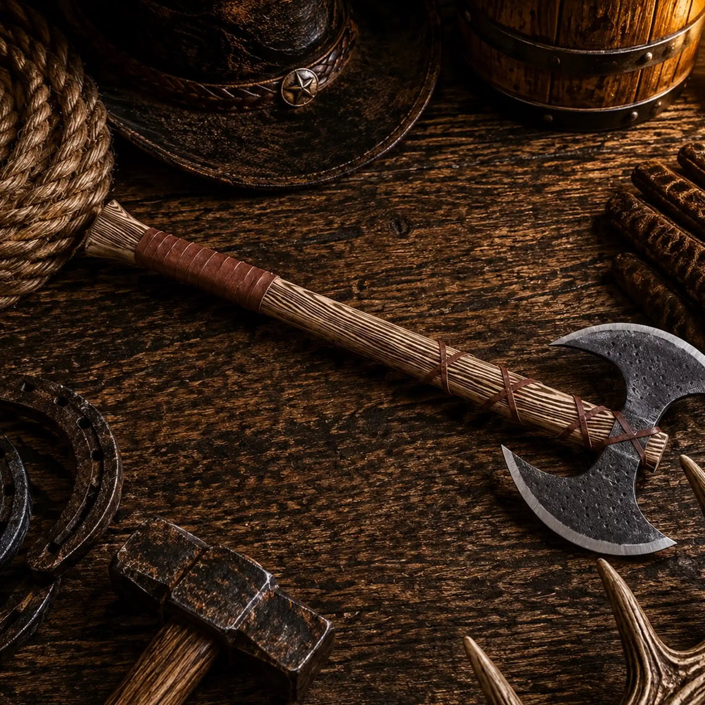 Double-Headed Medieval Battle Axe Lord of Battles with ash wood handle