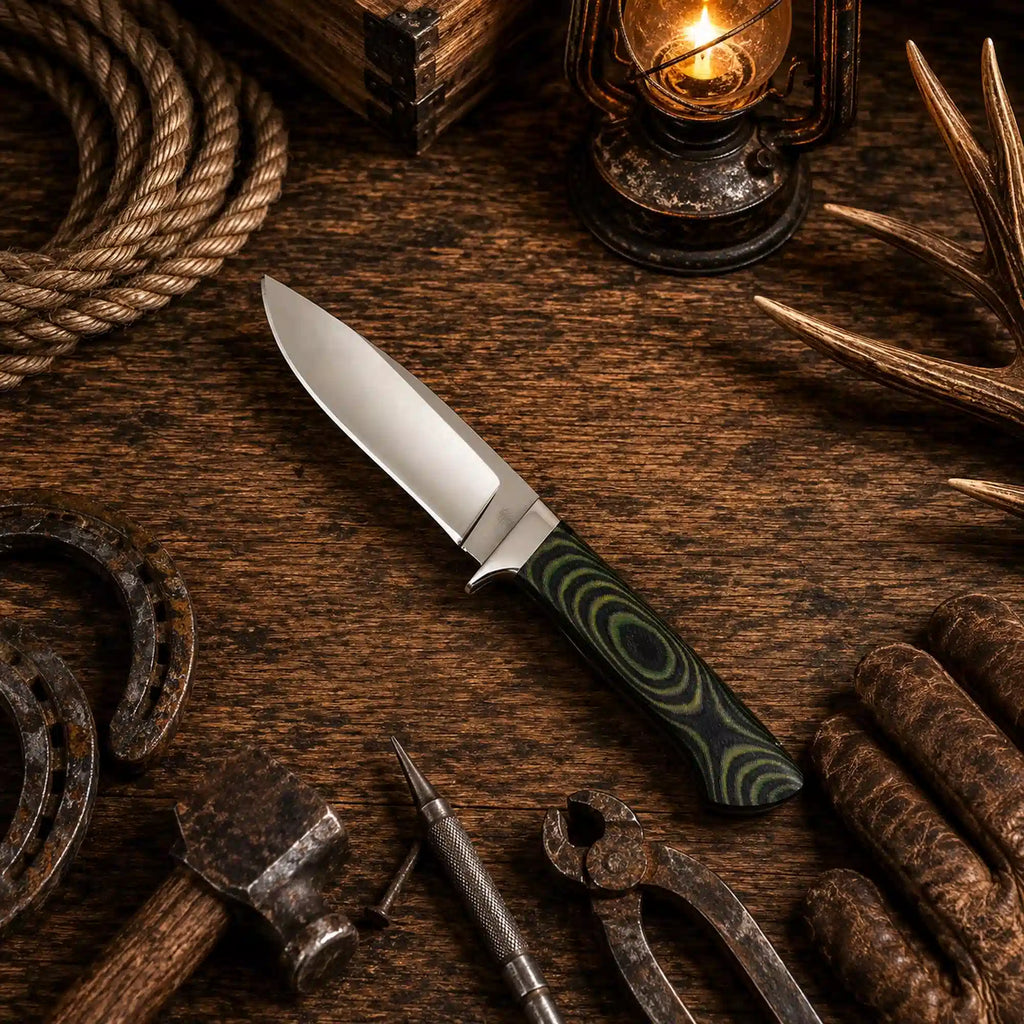 Drop point D2 fixed blade outdoor camping hunting knife
