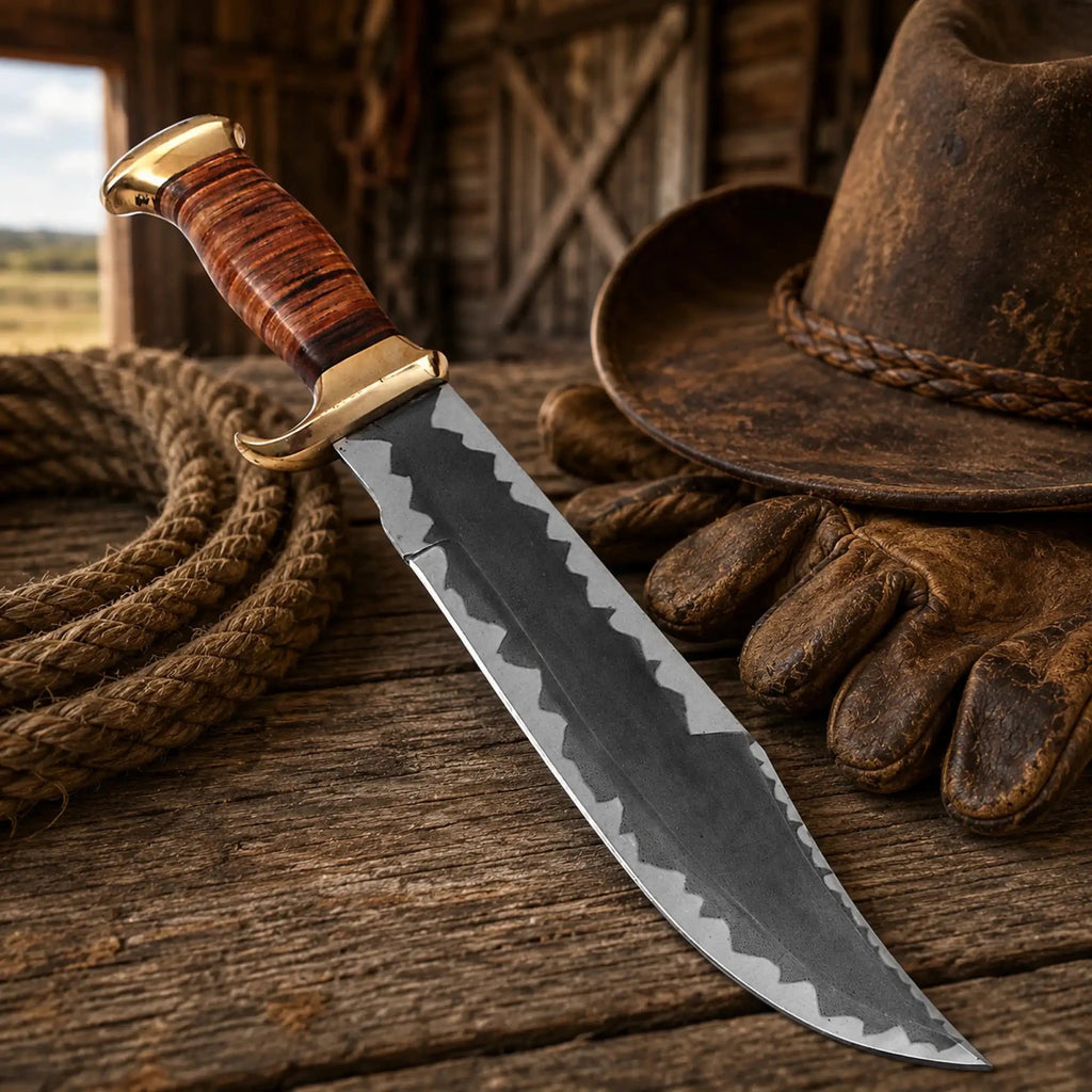 Dundee Style Bowie Knife – 440C Steel Acid Etched Blade - SHAM KNIVESBowie knifeSHAM KNIVESHandmade Dundee Bowie Knife inspired by Australian outback movie style