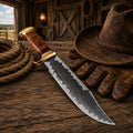 Dundee Style Bowie Knife – 440C Steel Acid Etched Blade - SHAM KNIVESBowie knifeSHAM KNIVESDundee Style Bowie Knife with 440C steel acid etched blade and leather sheath
