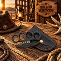  Elite Force SYLO black-finished brass knuckle collectible with leather sheath