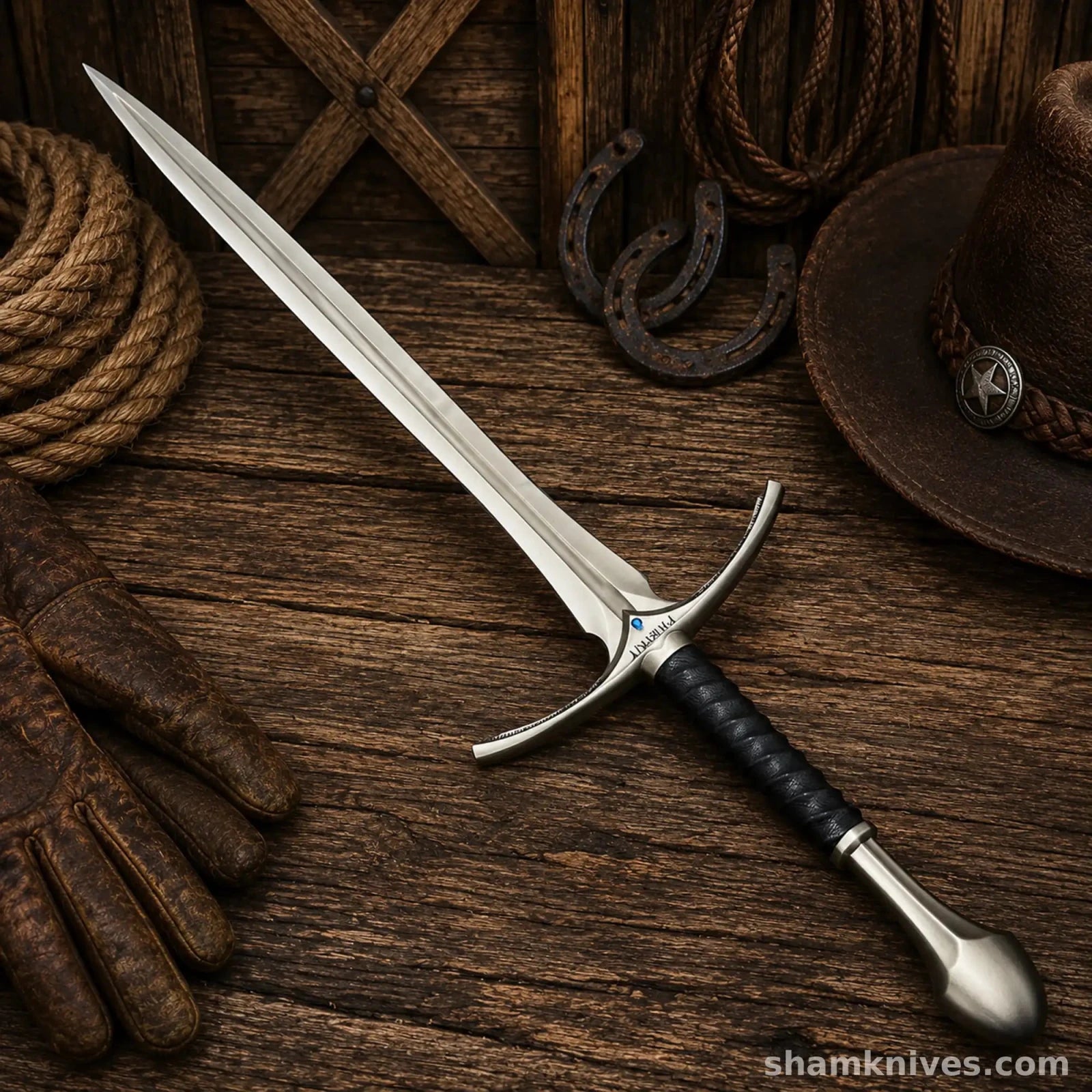 Elven Fantasy Sword – High Carbon Steel Wizard Inspired Replica - SHAM KNIVESswordsSHAM KNIVESElven fantasy sword with high carbon steel blade and leather handle