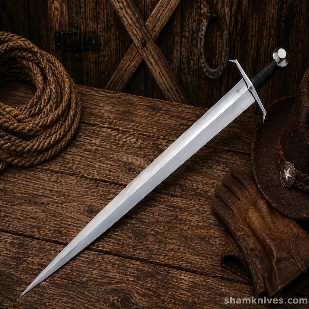 14th century European sword with high carbon steel blade
