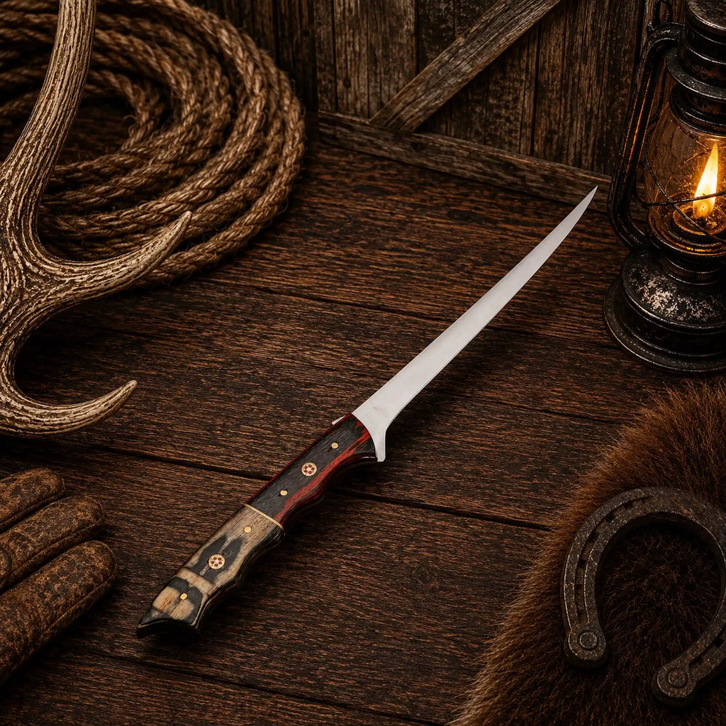 Exotic Wood Ridge handmade D2 steel fillet fishing knife