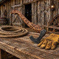 Handmade Fenrir Viking axe with carved wolf handle and carbon steel blade on rustic wooden table with leather sheath
