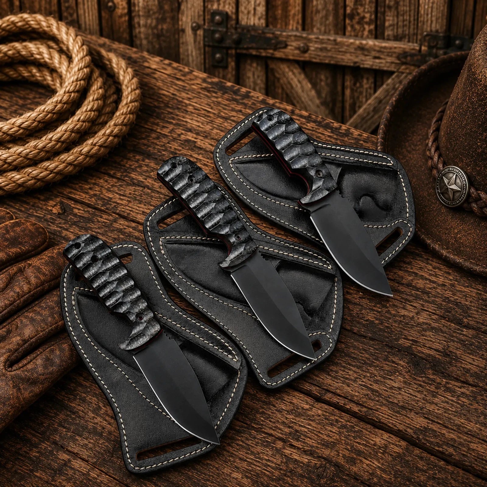 Fixed Blade Western Cowboy Knife – D2 Powder Coated Blade & Ergonomic Micarta Handle with Cross Draw Sheath - SHAM KNIVESCowboy KnifeSHAM KNIVESFixed blade western cowboy knife featuring a D2 powder coated blade and ergonomic Micarta handle with cross draw leather sheath.