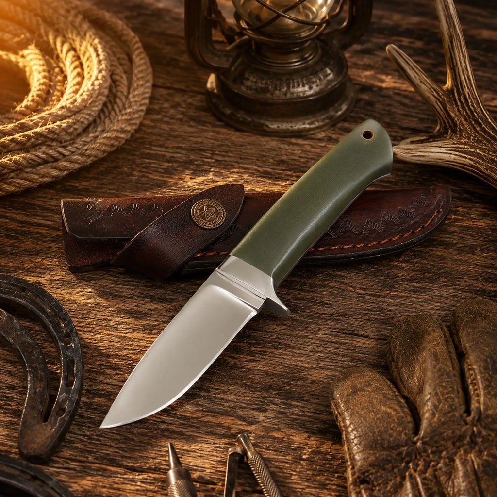 Full tang Loveless hunting knife with D2 steel blade and Micarta handle