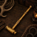 Goldenforge Damascus steel hammer with decorative gold-tone finish