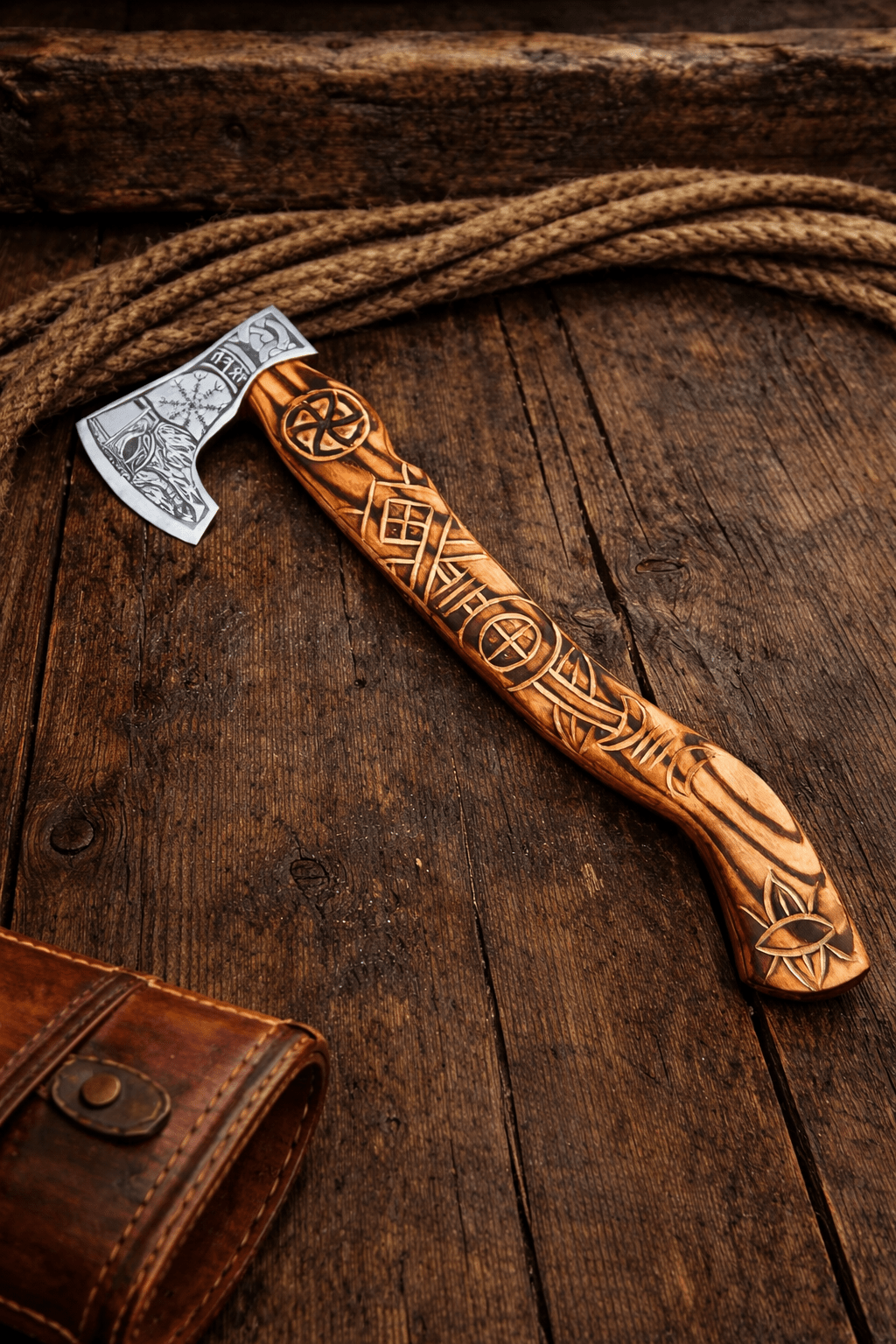 Hand Carved Viking Axe – High Carbon Steel Bearded Axe with Ash Wood Handle | Norse Battle Axe - SHAM KNIVES Camping AxeSHAM KNIVESHand Carved Viking Axe – High Carbon Steel Bearded Axe with Ash Wood Handle | Norse Battle Axe