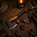 Hand forged carbon steel throwing tomahawk hatchet axe with rose wood handle