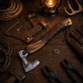 Hand forged Viking tomahawk axe with natural ash wood handle
