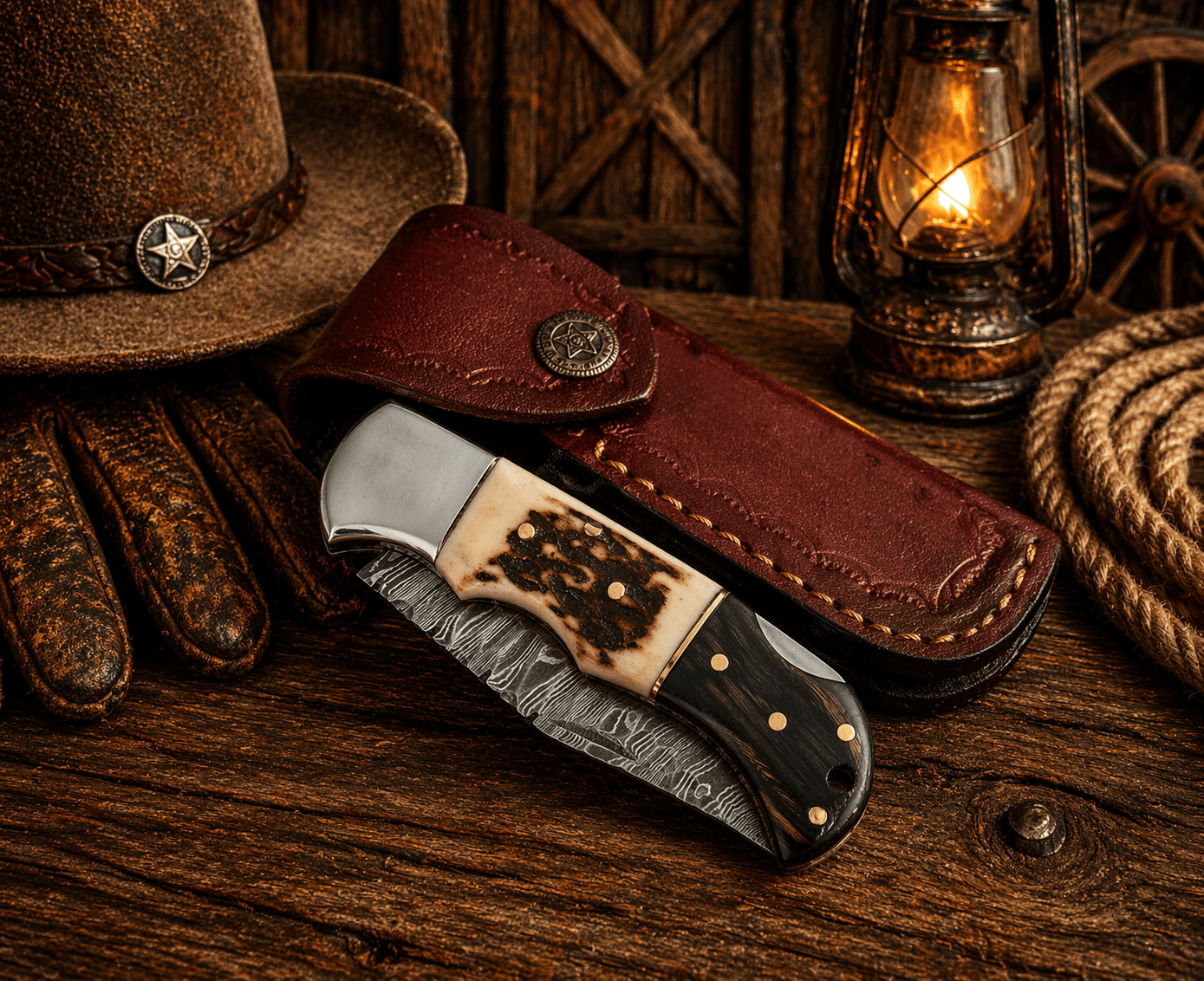 Handcrafted Damascus Pocket Knife – Engraved Folding Knife with Stag Horn & Pakka Wood Handle | Custom EDC Hunting Knife Gift for Men - SHAM KNIVES Pocket KnifeSHAM KNIVES Handcrafted Damascus Pocket Knife – Engraved Folding Knife with Stag Horn & Pakka Wood Handle | Custom EDC Hunting Knife Gift for Men