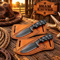 Handcrafted Ranch Knife – Powder Coated D2 Steel Blade Micarta Handle With Cross draw Pouch - SHAM KNIVESCowboy KnifeSHAM KNIVESHandcrafted ranch knife with powder coated D2 steel blade and black Micarta handle