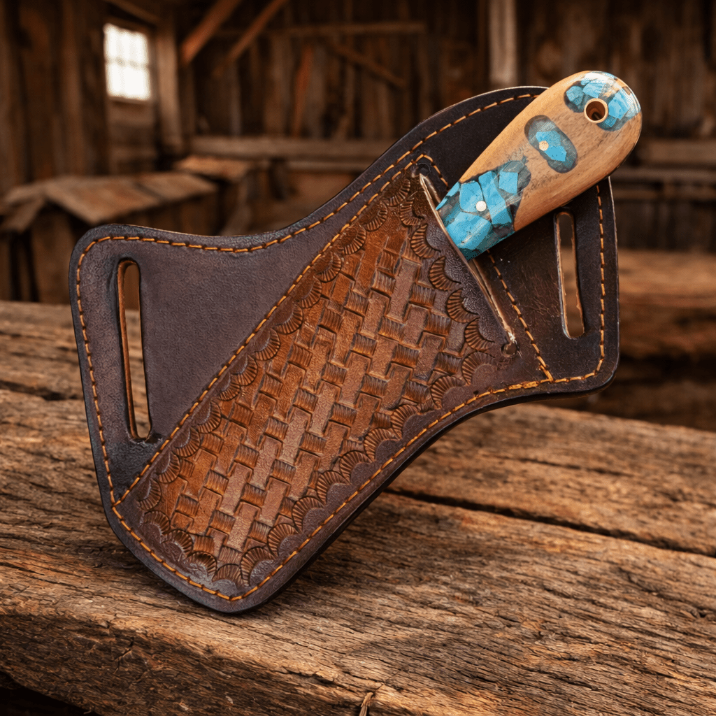 Handmade Cowboy Bull Cutter Knife – Rasp File Steel Blade with Turquoise & Wood Handle - SHAM KNIVES Hunting KnifesSHAM KNIVESHandmade Cowboy Bull Cutter Knife – Rasp File Steel Blade with Turquoise & Wood Handle