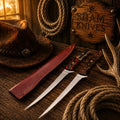 Handmade D2 steel boning and fillet knife set with exotic and wood handles