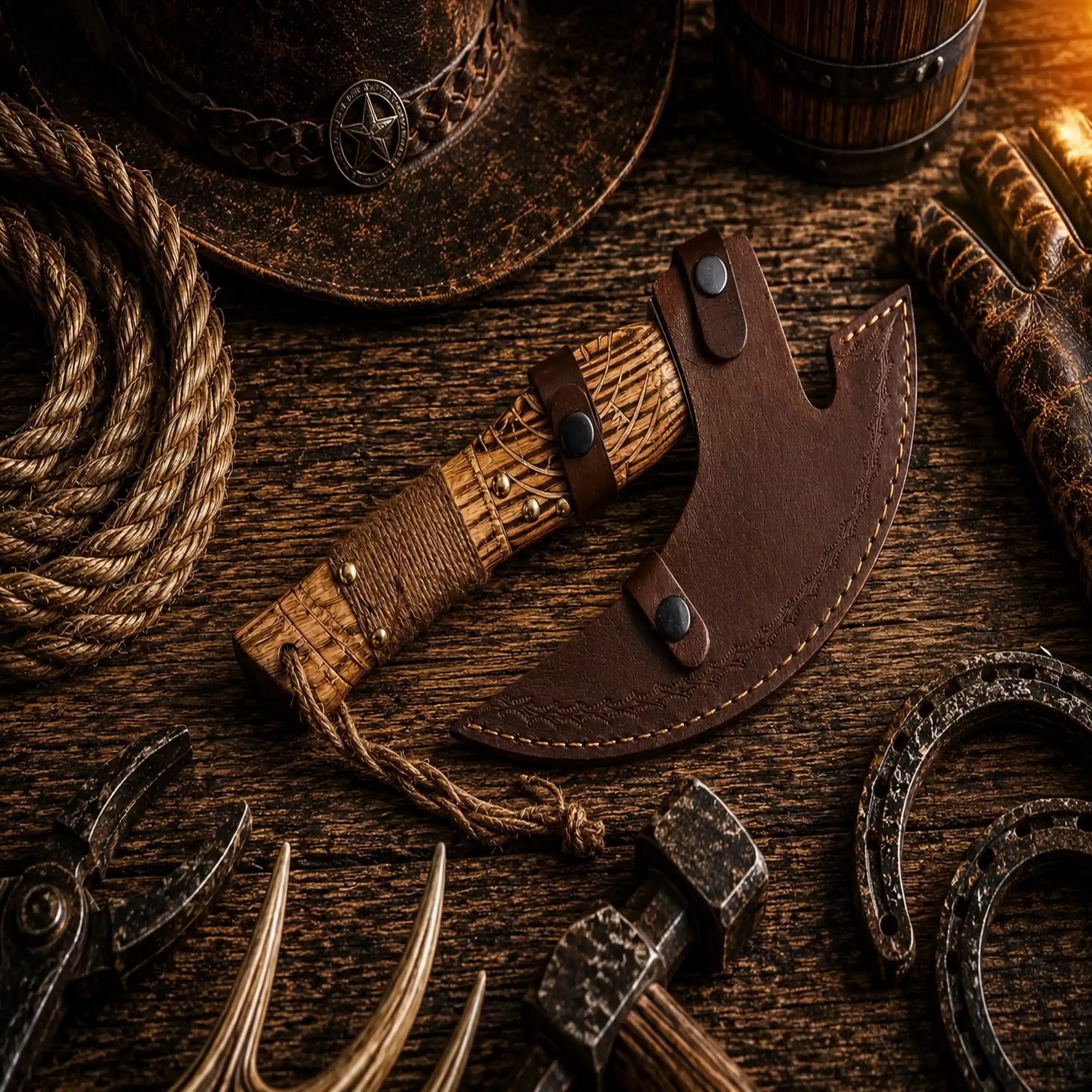 Handmade Viking pizza axe featuring Nordic engravings