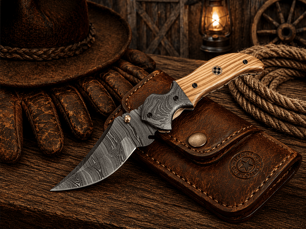 Handmade Damascus Steel Pocket Knife – Olive Wood Handle Folding Knife with Belt Clip | EDC Hunting Camping Knife Gift for Men - SHAM KNIVES Pocket KnifeSHAM KNIVESHandmade Damascus Steel Pocket Knife – Olive Wood Handle Folding Knife with Belt Clip | EDC Hunting Camping Knife Gift for Men
