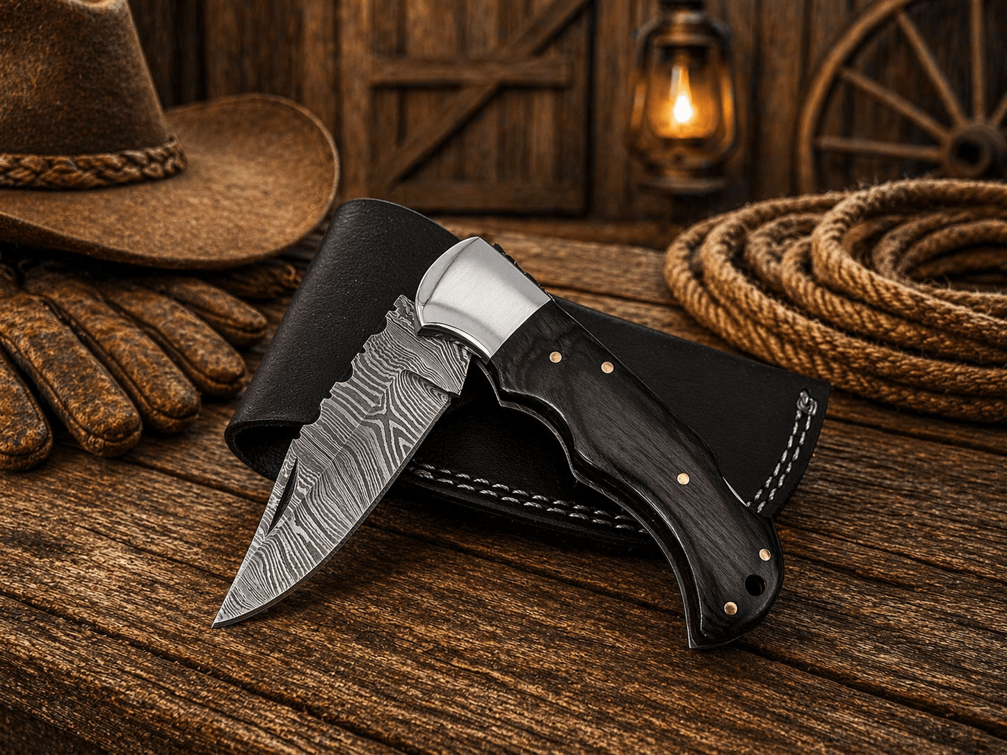 Handmade Damascus Steel Pocket Knife – Pakka Wood Handle Folding Knife with Leather Sheath | EDC Hunting Camping Gift for Men - SHAM KNIVES Pocket KnifeSHAM KNIVESHandmade Damascus Steel Pocket Knife – Pakka Wood Handle Folding Knife with Leather Sheath | EDC Hunting Camping Gift for Men