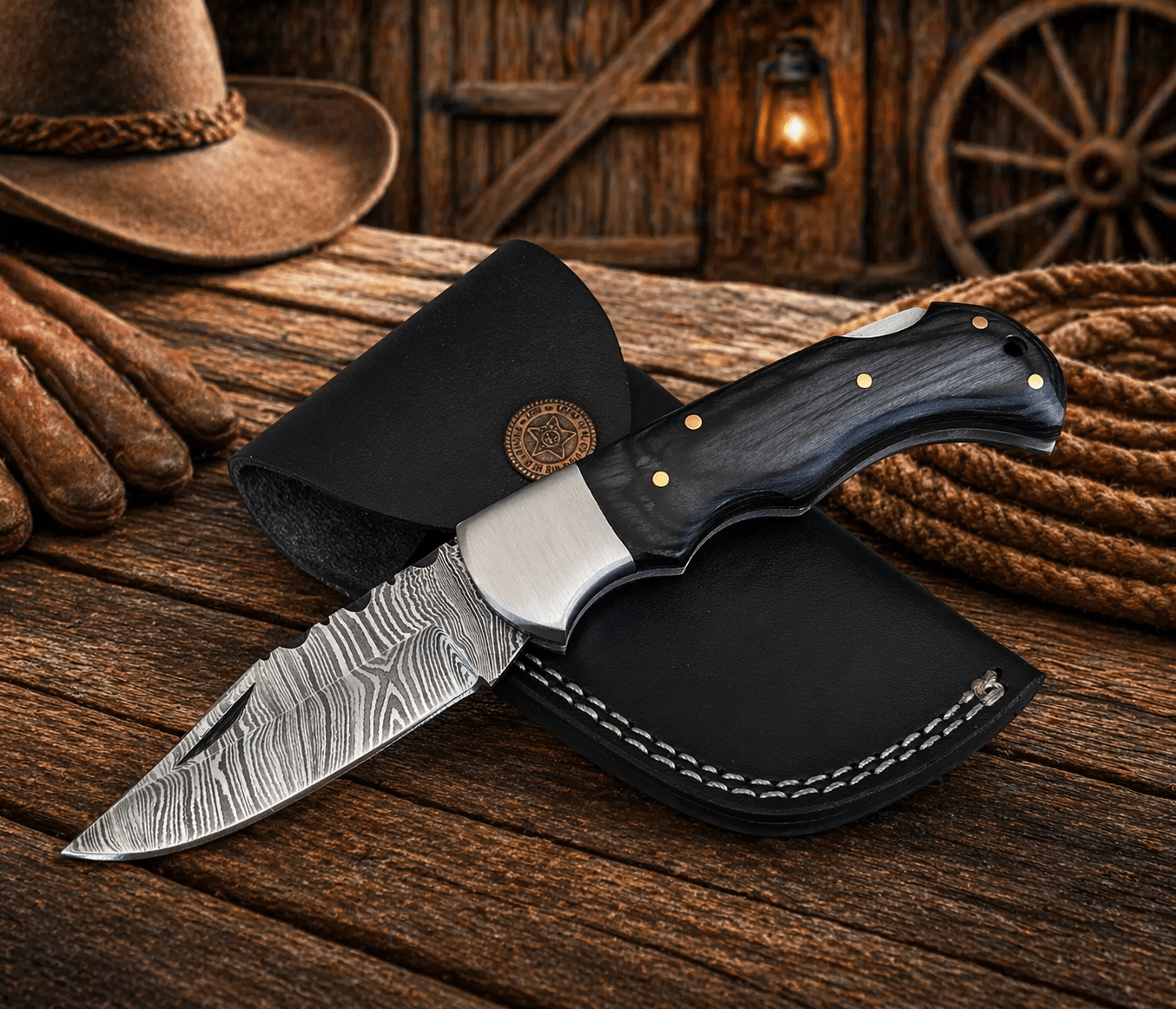 Handmade Damascus Steel Pocket Knife – Pakka Wood Handle Folding Knife with Leather Sheath | EDC Hunting Camping Gift for Men - SHAM KNIVES Pocket KnifeSHAM KNIVESHandmade Damascus Steel Pocket Knife – Pakka Wood Handle Folding Knife with Leather Sheath | EDC Hunting Camping Gift for Men