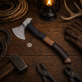 Handmade Damascus tomahawk axe Black Hawk with leather wrapped handle