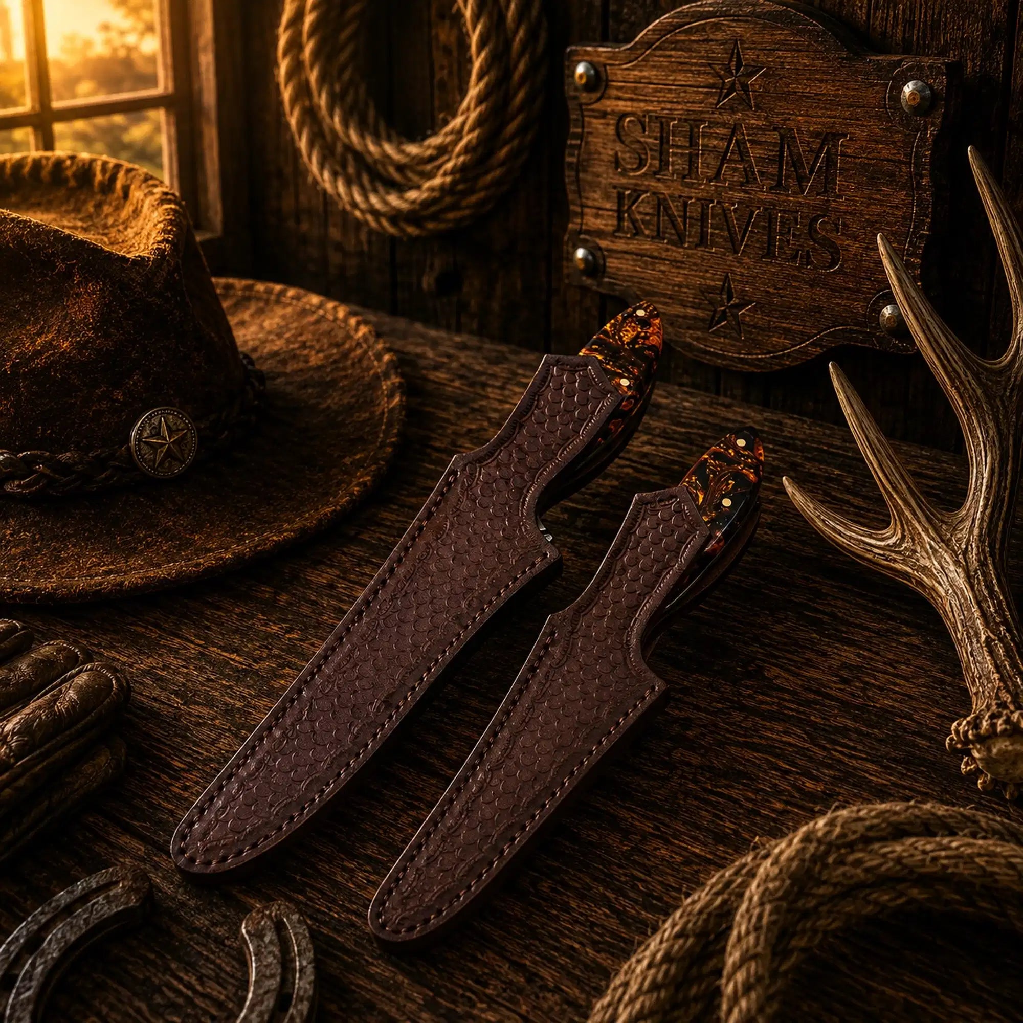 Two piece D2 steel fillet knife set with honeycomb handle accents