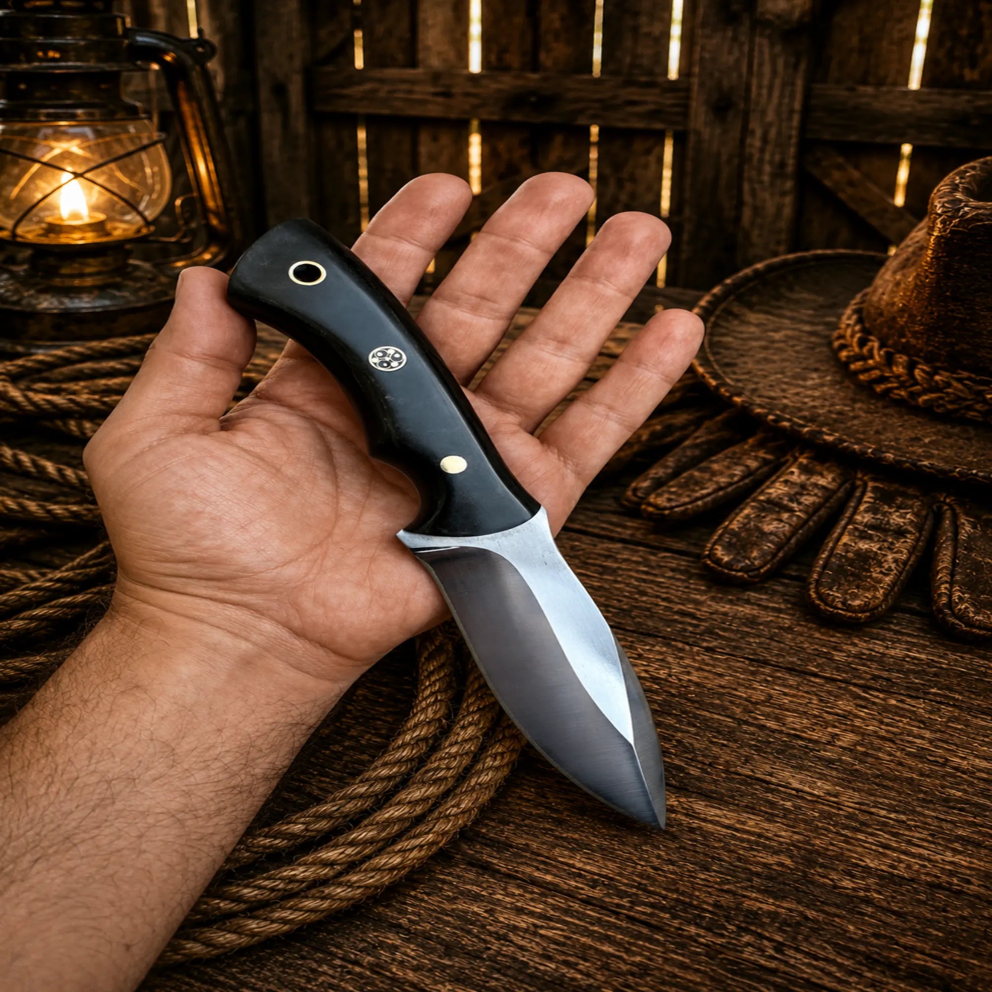Handmade fixed blade hunting knife for camping and bushcraft