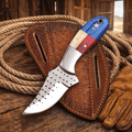 Handmade Rasp Steel Cowboy Knife – Texas Flag Handle, Pancake Leather Sheath - SHAM KNIVES Hunting KnifesSHAM KNIVESHandmade Rasp Steel Cowboy Knife – Texas Flag Handle, Pancake Leather Sheath
