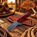Heritage Knife acid wash Steel Western Bullcutter with Pancake leather Sheath - SHAM KNIVESBull cutterSHAM KNIVESHeritage Western bullcutter knife with acid wash steel blade