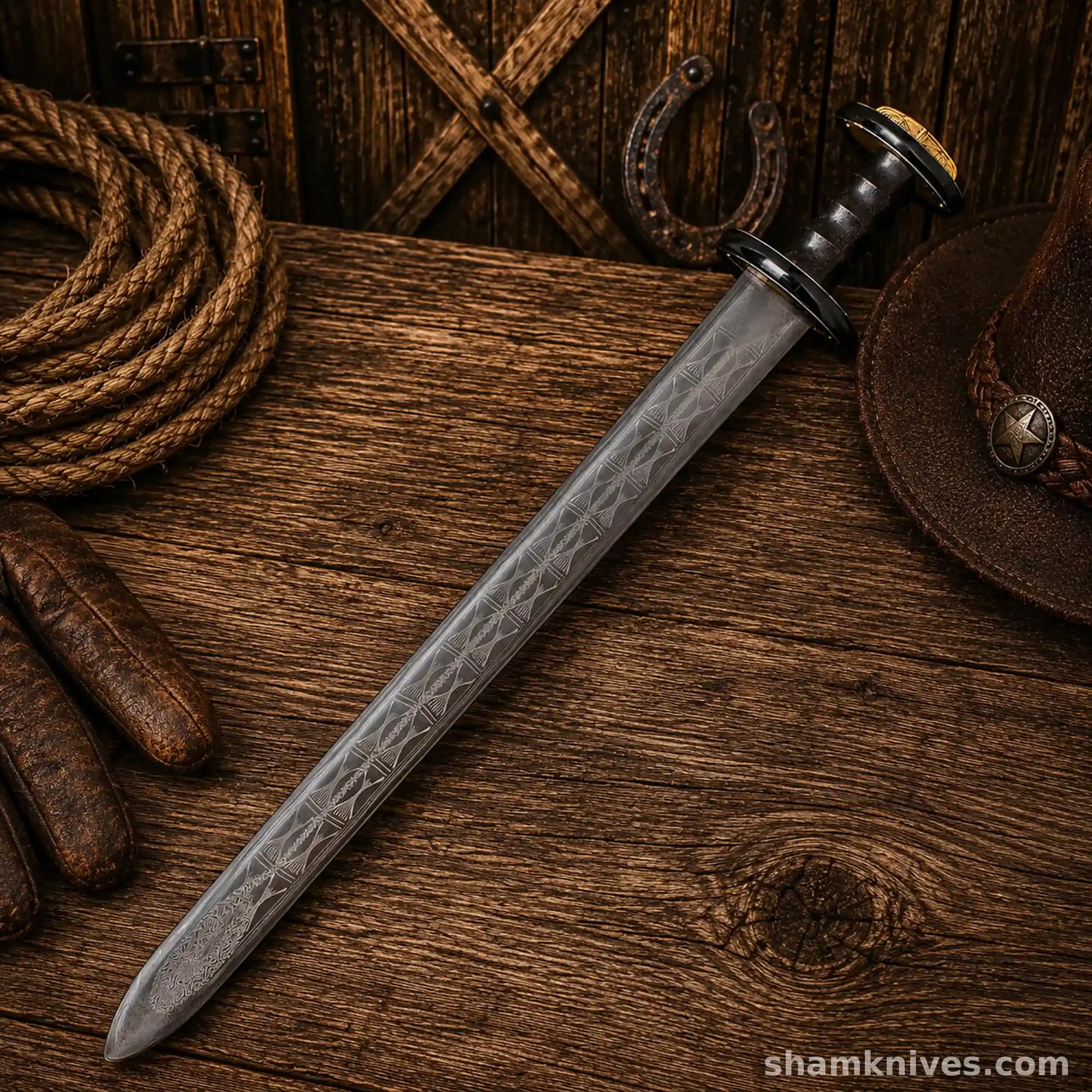 Collector grade medieval Spatha sword with wood leather wrapped grip