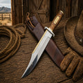 Iron Mistress Bowie knife with D2 steel blade and wood handle With leather sheath