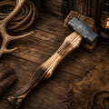 Ironforge Damascus-steel hammer with 16-inch burnt ash handle