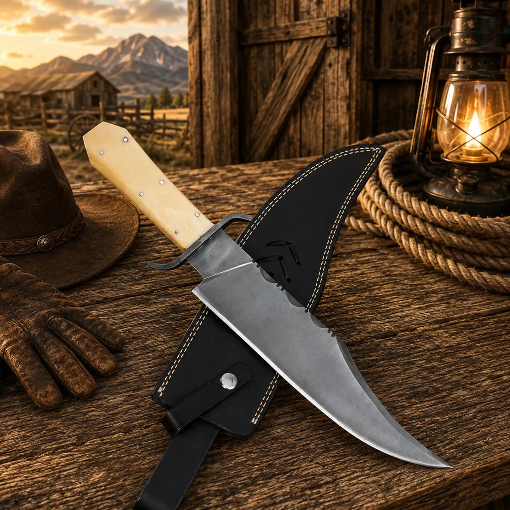 Juan Padillo Bowie Knife 5160 Spring Steel Bone Handle - SHAM KNIVESBowie knifeSHAM KNIVESHandmade Juan Padillo bowie knife with stabilized bone handle