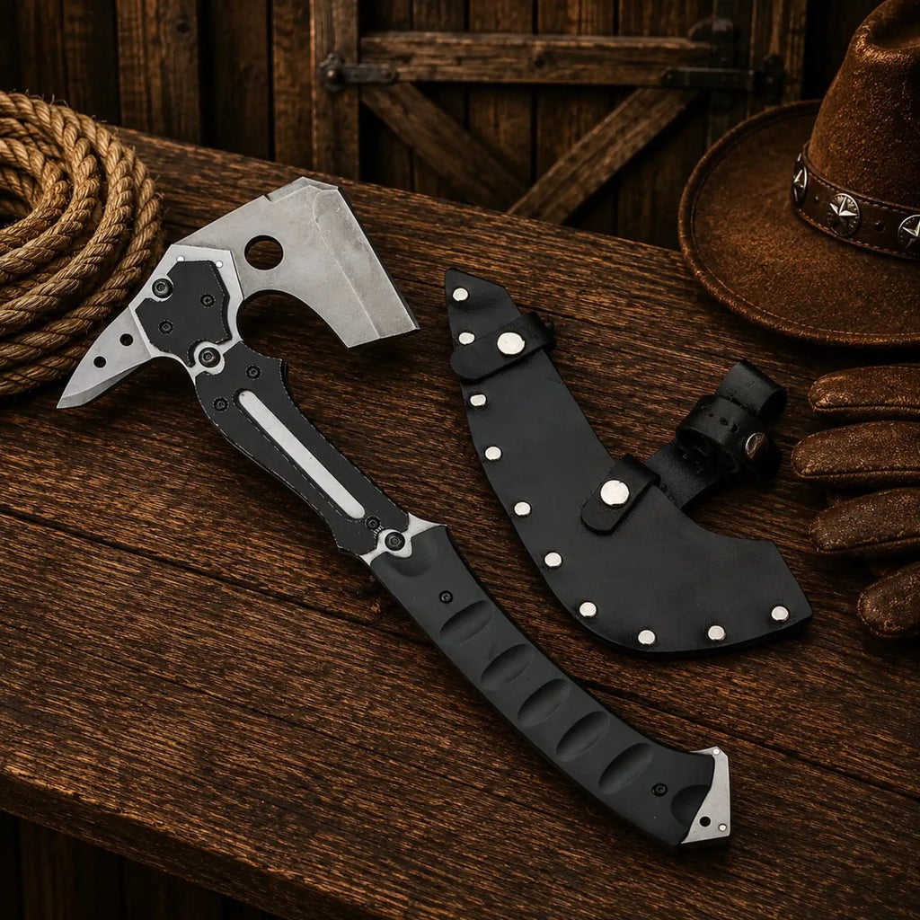 Leon Kennedy Upgraded Axe – Resident Evil Requiem D2 Hatchet - SHAM KNIVESCamping AxeSHAM KNIVESHandmade D2 steel gaming replica axe inspired by Leon Kennedy.