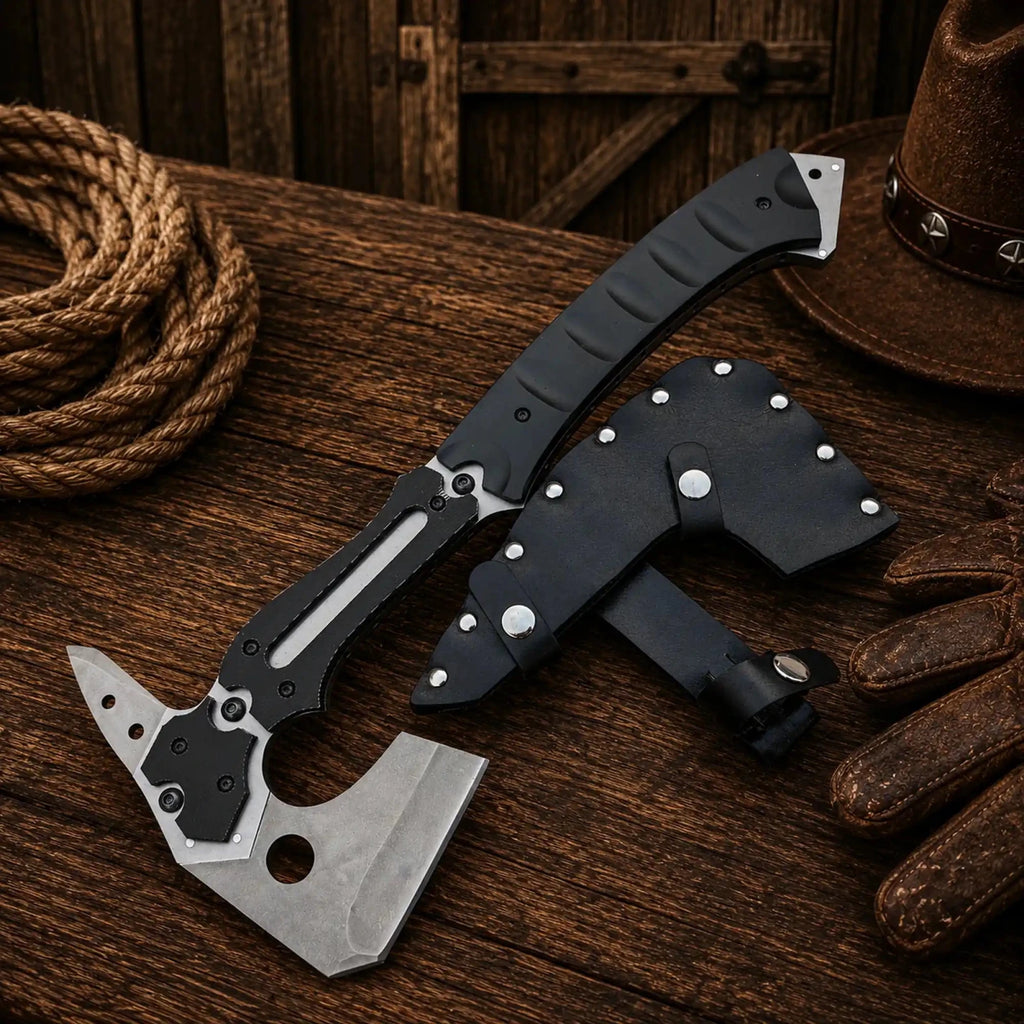 Leon Kennedy Upgraded Axe – Resident Evil Requiem D2 Hatchet - SHAM KNIVESCamping AxeSHAM KNIVESResident Evil Requiem axe replica featuring Micarta and carbon fiber handle.