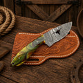 Long Horn Cowboy Hunting Knife with Sheath – Handmade Damascus Blade Resin Handle - SHAM KNIVESHunting KnifesSHAM KNIVESLong Horn Cowboy Hunting Knife featuring a handmade Damascus steel blade and colorful resin handle with sheath