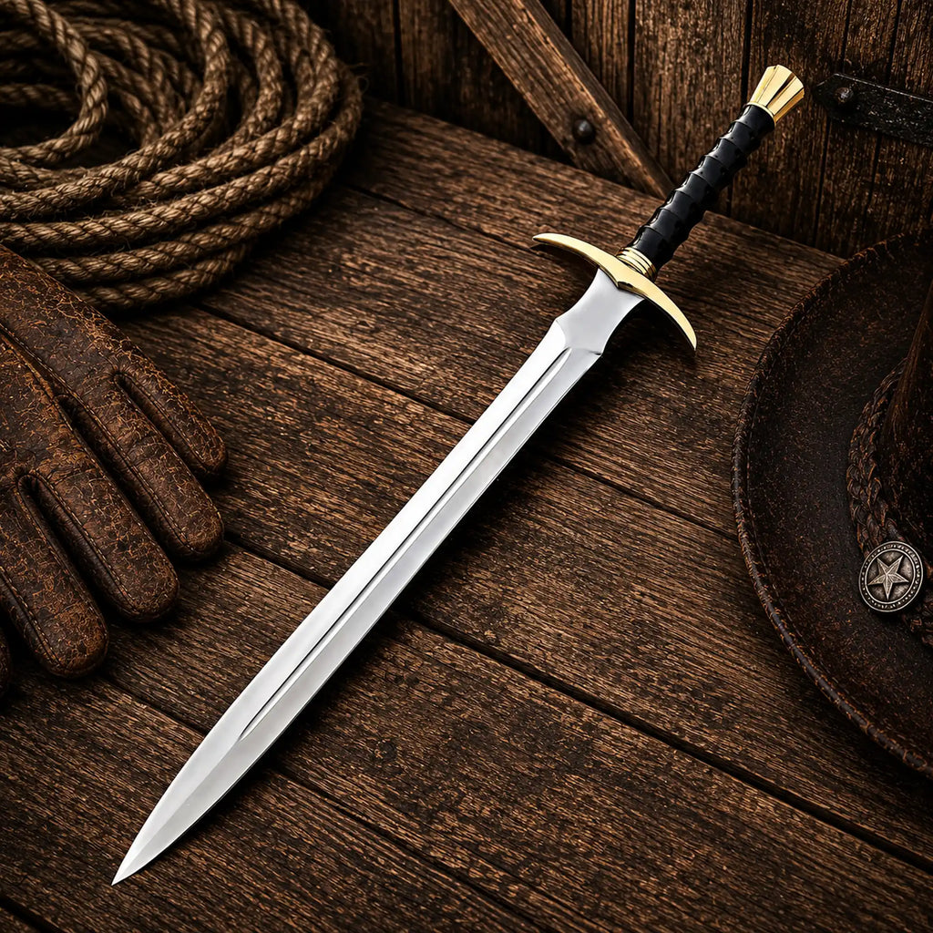 Handmade Medieval Viking sword with D2 steel blade and buffalo horn handle.