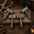 Mini Mjölnir pendant handcrafted from patterned Damascus steel