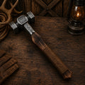 Handmade 18-inch Mjölnir Viking hammer with burnt ash-wood handle