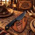Night Hawk rasp steel field-dressing knife with leather sheath