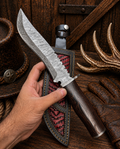 Nightwood Trail Damascus Bowie knife with dark Wenge wood handle