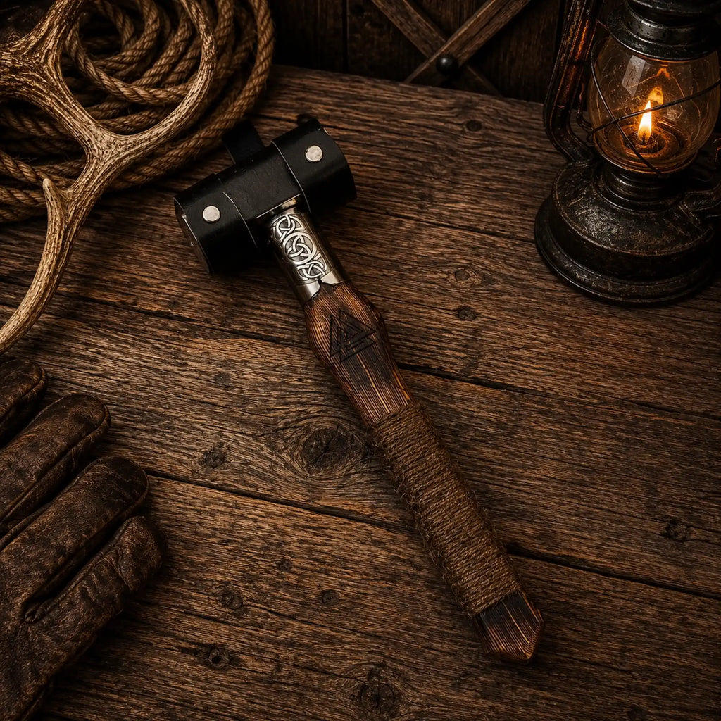 Mjölnir collector décor featuring a rope-wrapped secure grip