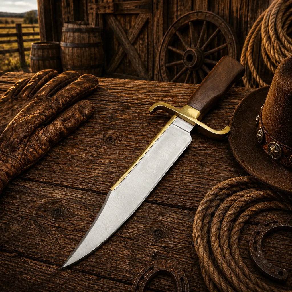 Notorious Musso Bowie Knife – D2 Steel Rose Wood Handle - SHAM KNIVESBowie knifeSHAM KNIVESCollector Bowie knife with rose wood handle and fixed blade design