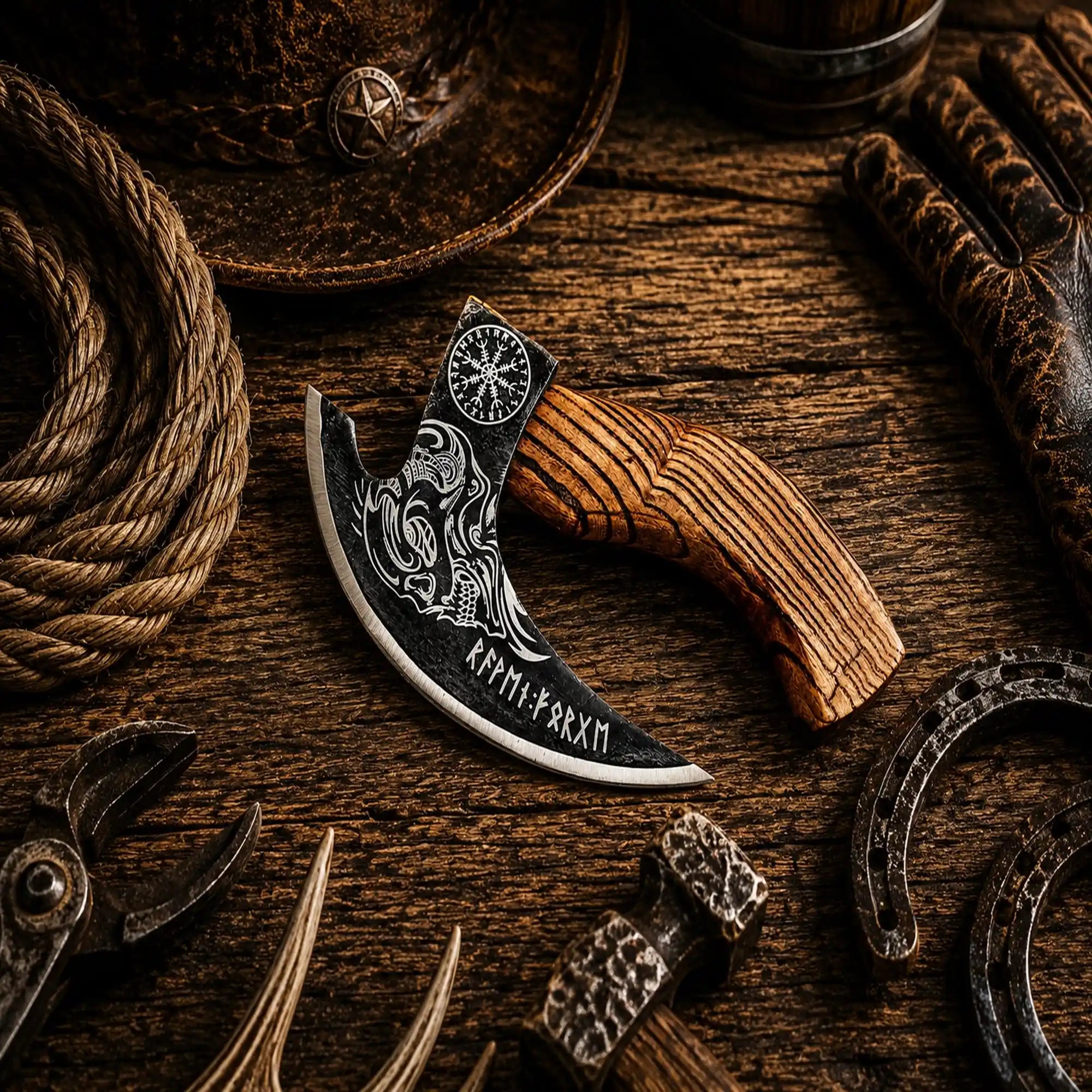 The Original Viking Pizza Axe handcrafted with D2 steel blade