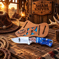 Pecos Rider D2 steel skinning knife with epoxy resin handle