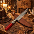 Personalized Copper Damascus kitchen chef knife