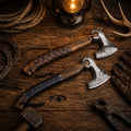 Personalized Norse and Celtic engraved bearded camping axe