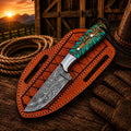 Pinecone Cowboy Working Knife – Damascus Steel 3.5" Blade - SHAM KNIVESCowboy KnifeSHAM KNIVESHandmade pinecone cowboy working knife with Damascus steel blade and pancake sheath