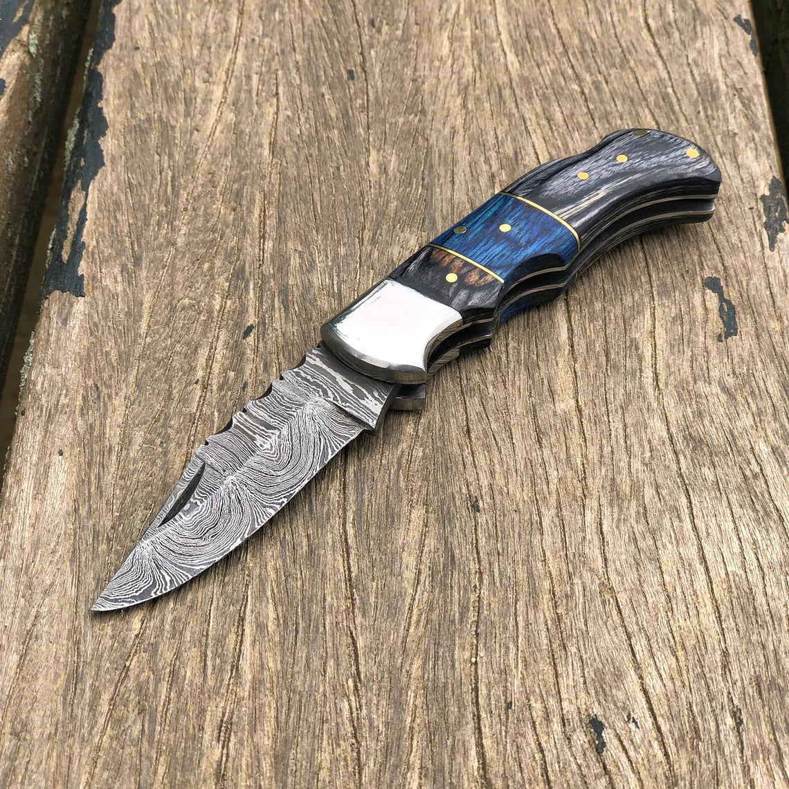 Handmade Damascus Pocket Folding Knife Custom Pocket Knife