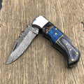 Handmade Damascus Pocket Folding Knife Custom Pocket Knife