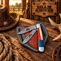 Praying Cowboy Damascus double-blade trapper folding knife